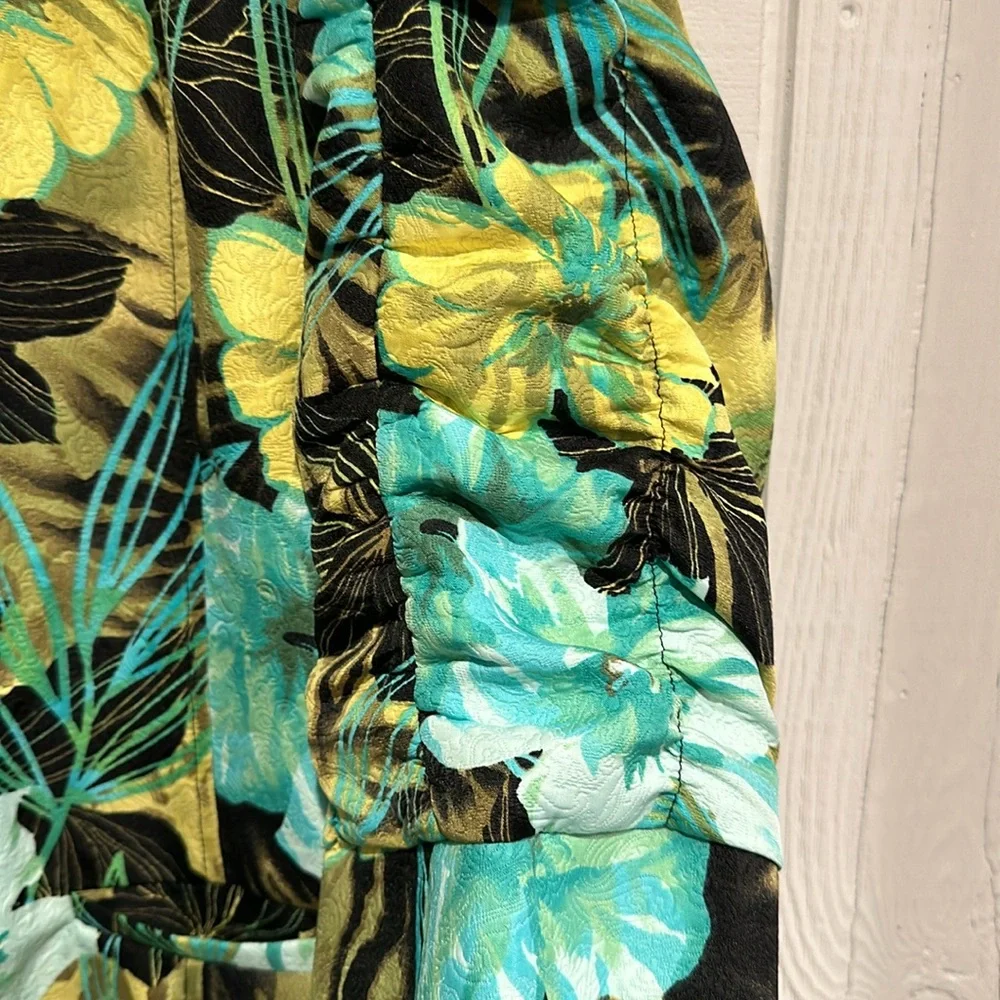 Erin London Floral Women's Jacket - Green and Yellow - Picture 2 of 8